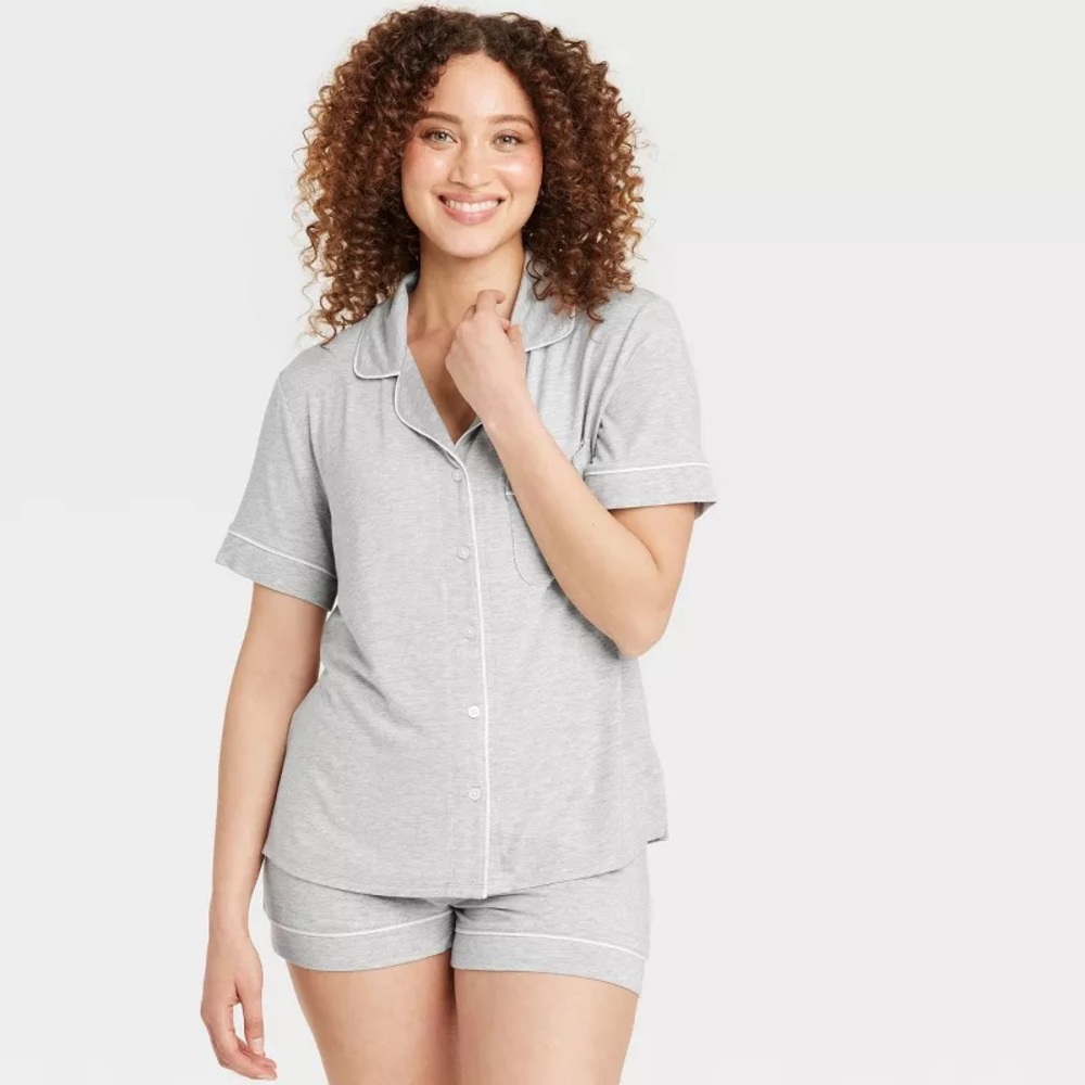 Stars Above Target Women's Short Sleeve Notch Collar Top and Shorts Pajama Set